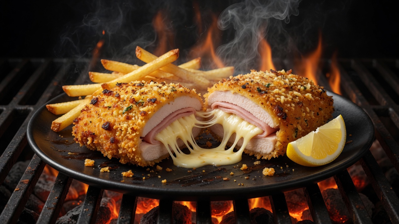Cordonbleu Putenschinken + Käse mit Kartoffelsalat oder Pommes